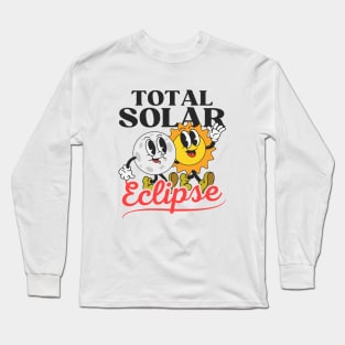 Total Solar Eclipse Cartoon Sun and Moon Long Sleeve T-Shirt